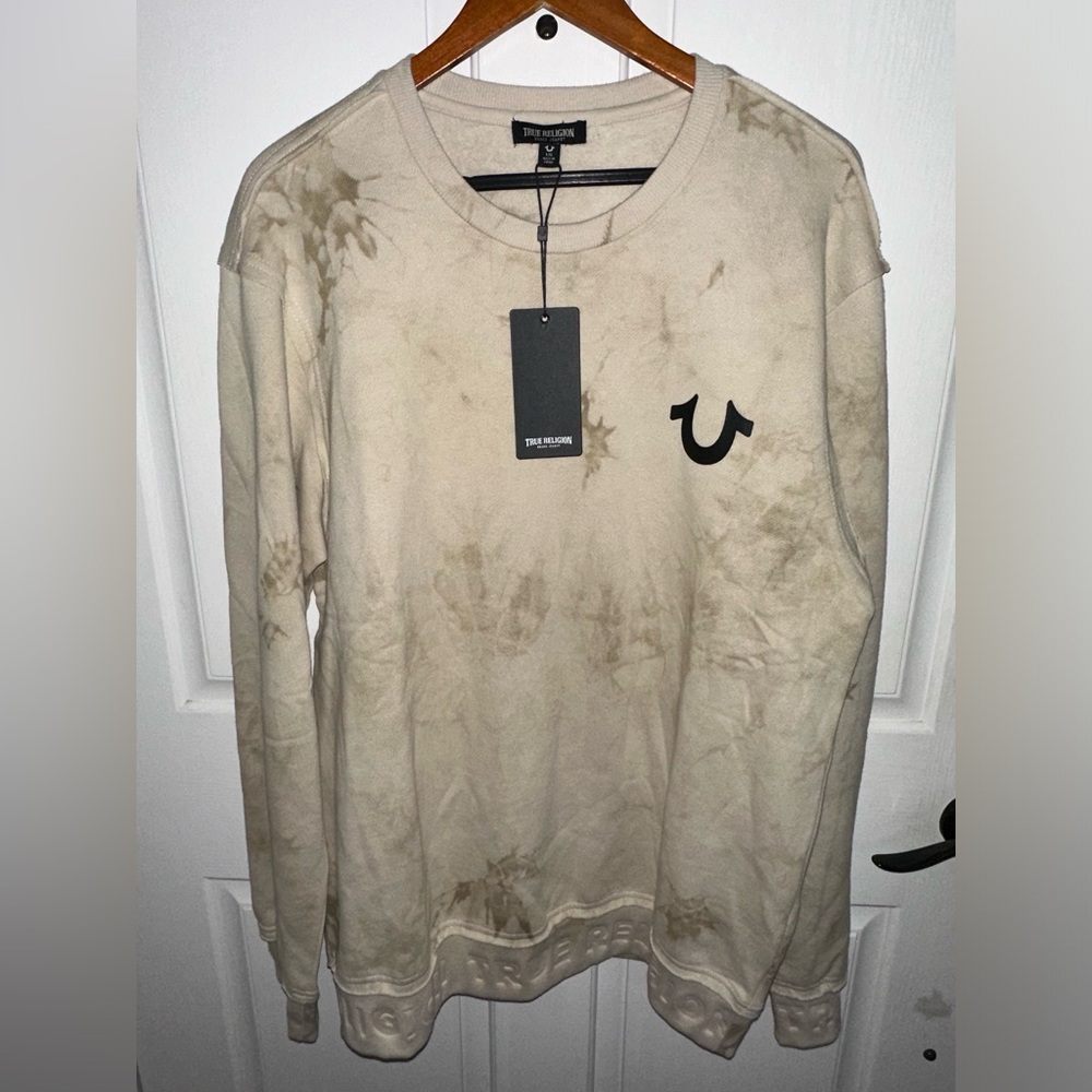 True Religion Debossed Rib Pullover Tapioca Men’s Large 700275 New With Tags
